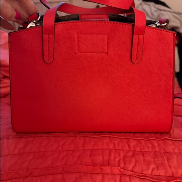 Guess Red Satchel Bag with Gold Accents - Picture 2 of 8